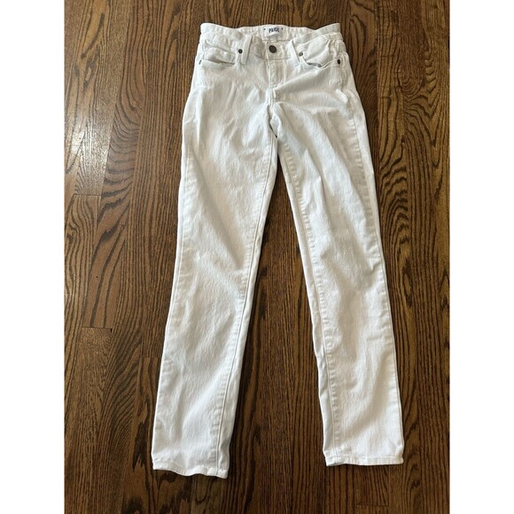 Paige Skyline Ankle Peg Jeans Womens Size 26 US Size 2 Optic White Stretch EUC - Picture 1 of 10
